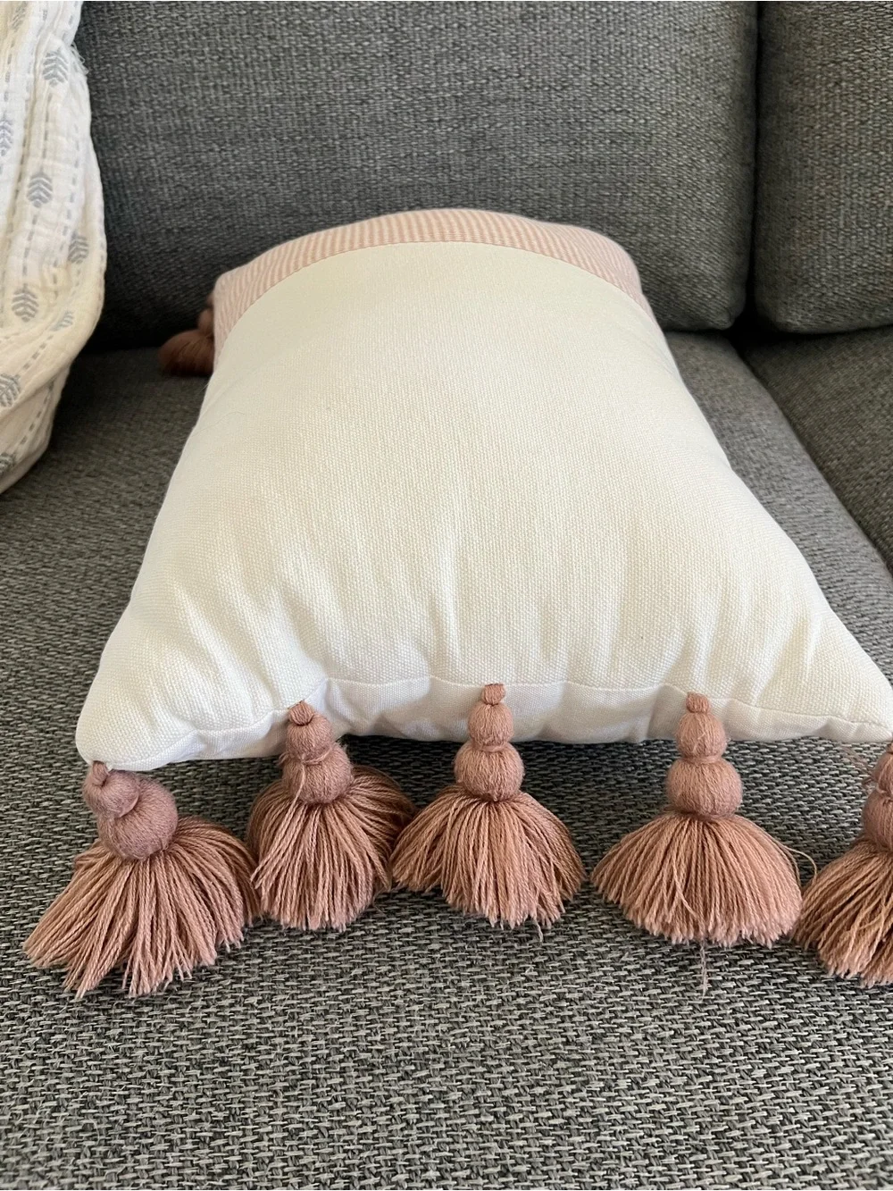 Hearth & Hand Cream and Blush Tassel Lumbar Pillow
